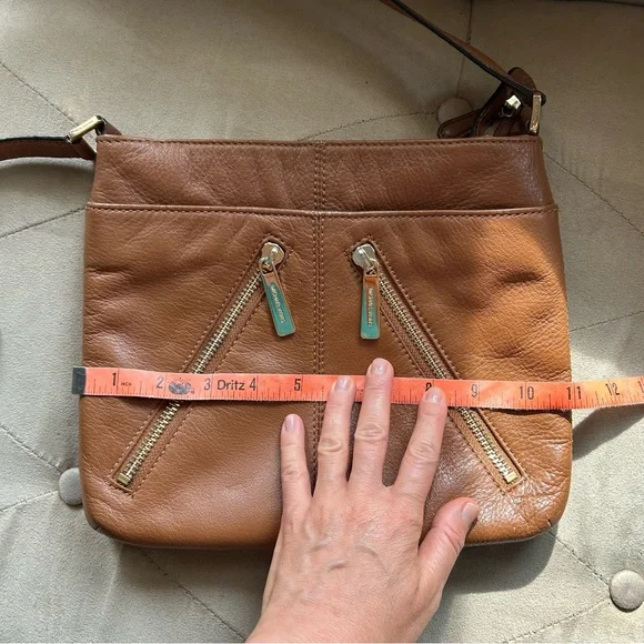 Michael Kors Cognac Brown Gold Leather Crossbody Purse - Picture 3 of 8